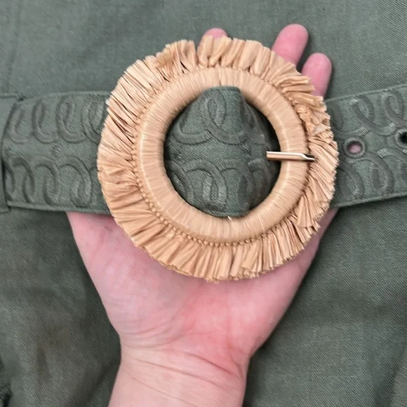 Caroline Constas Cutwork Linen Romper Olive Green Size L NWT $345 - Picture 6 of 12